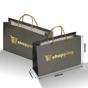 Custom Gold Stamping Branded Logo Paper Bags Full Print Clothing Shop Shopping Paper Bags For Dresses