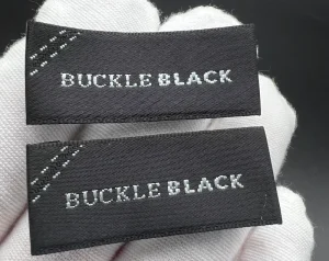 Custom High Density Woven Labels Soft Hook Woven Labels Polyester Garment Labels for Short Sleeve Shirt Pants Dress Cloth