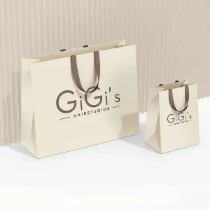 Custom High End Gold Foil Logo Luxury Black Brown Gift Bags Cardboard Craft Paper Bags Reusable Shopping Bags with Logo Print