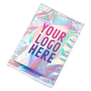 Custom Holographic Foil Poly Mailing Bags Glossy Adhesive Aluminum Express Envelopes Rainbow Shipping Mailer Bag With Logo