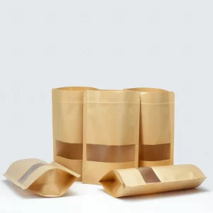 Custom Kraft Paper Ziplock Packaging Bag Low MOQ Stand up Pouch for Pet Food Secure CPP Plastic Type