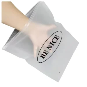 Custom LDPE Plastic Bags with Gravure Printed Transparent Logo Frosted Zipper for Clothing Socks Shoes & Cosmetics Packaging