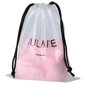 Custom LOGO Durable Waterproof CPE Drawstring Pouch Clear Frosted Plastic Packaging Bags for Clothes Garment Toys