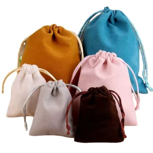 Custom LOGO Velvet Pouch Packaging Drawstring Jewelry Velvet Bags for Gift
