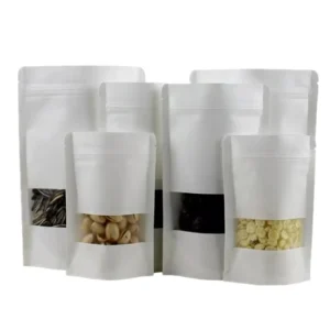 Custom Laminated Moisture Proof Food Packing Bags Kraft Paper Bag With Window 17x24cm Promotional Pack