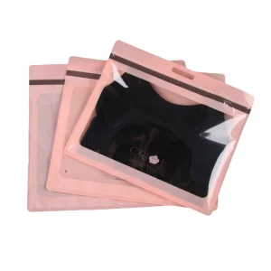 Custom Laminated Zip Lock Bag Clothing PET PE Plastic Gloves Underwear Socks Packaging Hanging Hole 3 Side Seal Vacuum Seal Bag