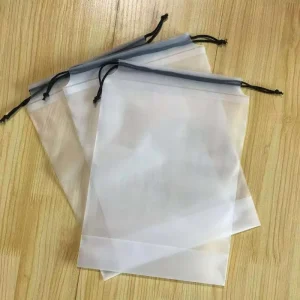 Custom Large Frosted PE Plastic Drawstring Bag for Clothes Clear Poly Bag for Gift Packaging