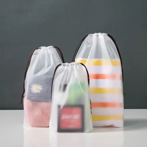 Custom Large Plastic Drawstring Bag with Custom Printed Logo PE Plastic Frosted Bags Gift Packaging Poly Bag for Clothes