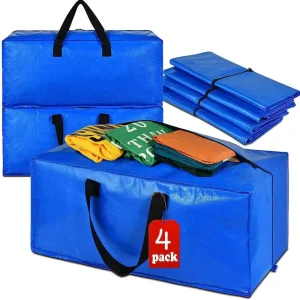 Custom Large Zipper Polypropylene T Shirt Moving Storage Shopping Bags PP Webbing Handle Eco Friendly