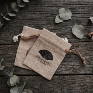 Custom Linen Gift Pouch with Hemp Drawstring BOPP & PVC Materials