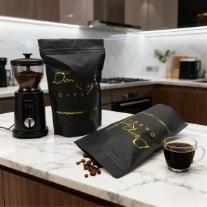 Custom Logo 250g Food Grade Plastic Vertical Zipper Moisture Proof Stand Up Coffee Packaging Bags with Valves