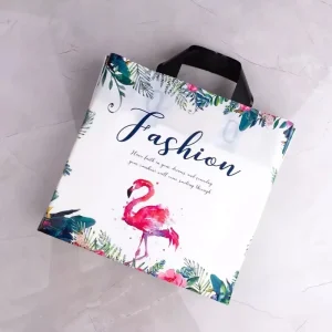 Custom Logo Bags Packing Customized Printing White Color Plastic Shopping Bag with Black Handle