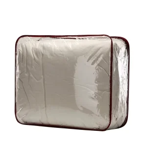 Custom Logo Clear PVC Bedding Packaging Bag with Steel Wire Frame Durable Transparent Quilt Storage Bag for Blanket