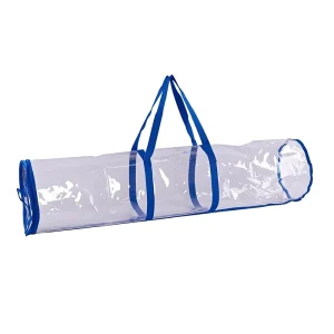 Custom Logo Clear PVC Zipper Cylinder Bag for Pillow and Rolled Mattress With Durable Strap Handles