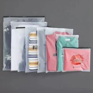 Custom Logo Compostable White Frosted Ziplock Pouch Biodegradable T Shirt Swimwear Underwear Matte Plastic Packaging Bags