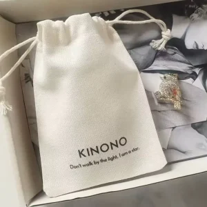 Custom Logo Cotton Drawstring Bag Natural Beige Eco Friendly