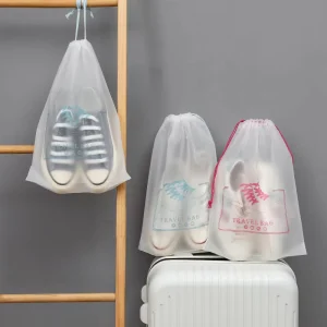 Custom Logo Disposable Reusable 8lb 10lb Plastic Drawstring Shoes Bag for Packaging