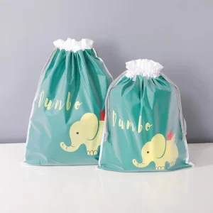 Custom Logo Drawstring Printed Drawstring Clothes Packaging Bag Plastic Shopping Bags