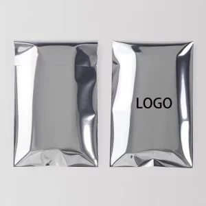 Custom Logo Durable 1.5 Mil Plastic Silver Waterproof Aluminum Foil Poly Shipping Mailers Bags Metallic Insulated Self Adhesive