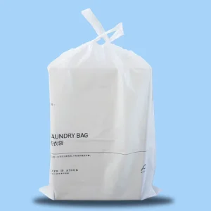 Custom Logo Durable Eco Friendly PE Drawstring Laundry Bags Plastic Bags Secure Easy Carrying