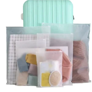 Custom Logo Eco Friendly Transparent PE Ziplock Bags Recyclable Plastic Zipper Packaging Bags for Clothes Storage Display