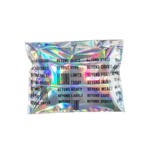 Custom Logo Eco Friendly Waterproof Silver Holographic Poly Shipping Bags for Clothing Apparel with Self adhesive Bulk 1000pcs