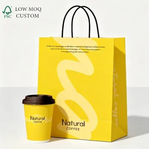 Custom Logo Eco Kraft Coffee Gift Paper Bags Multi Sizes Shopping Takeaway Bags