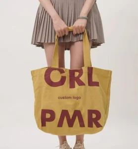 Custom Logo Eco friendly Fashion Dress Canvas Tote Bag 16oz 12oz Heavy Duty Large Women Casual Shoulder Bag