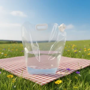 Custom Logo Eco-friendly Recyclable Foldable Stand up Pouch 5 Liter PE Clear Water & Wine & Beer Storage Bag Juice Spout Top