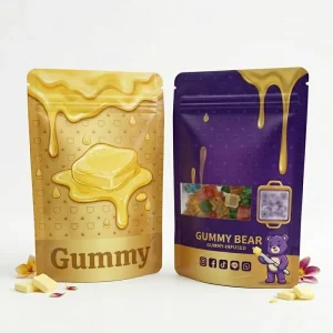 Custom Logo Edible Gummy Packaging Smell Proof Matte Mylar Bags Child Proof 3.5g Infused Candy Stand up Pouches With Window