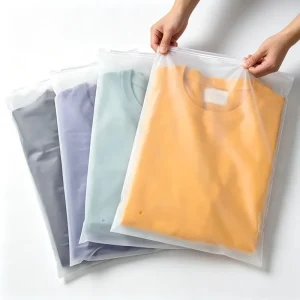 Custom Logo Frosted CPE Zipper Bags Soft Touch Matte Plastic Packaging Pouches for Clothing Apparel T shirt Underwear Swimwear