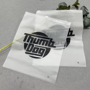 Custom Logo Frosted CPE Zipper Pouch Bags for T-shirt Swimwear Packaging Soft Touch Purple Plastic Cloth Zip Lock Bags
