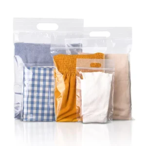 Custom Logo Garment Bags with Zipper Clear Plastic Poly Clothes Packaging Bags Reusable Waterproof PE Zipper Bag With Handle