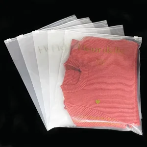 Custom Logo Half Transparent and Half Frosted Plastic Bag Clothes Zip Lock Self Sealing Packaging Zipper Bags Printed