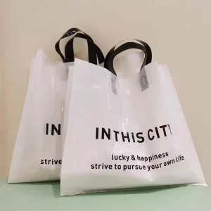 Custom Logo Hand Packaging Handle Bags Eco Friendly Waterproof HDPE Shopping Tote Transparent Plastic Plain Printed Pattern
