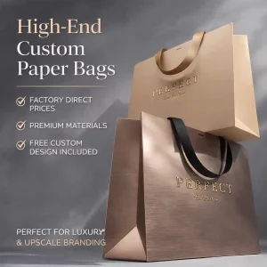 Custom Logo Kraft Paper Bags Eco Friendly Food Packaging Gift Bag for Perfume Retail Boutique