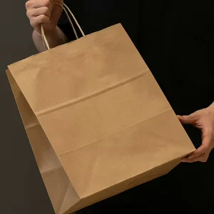 Custom Logo Kraft Paper Bags With Handles Black White Brown Food Takeout Gift Shopping Packaging Bag