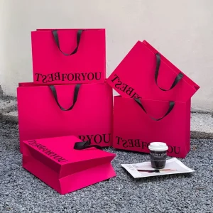 Custom Logo Kraft Paper Luxury Packaging Bags with Ribbon Handle Reusable Gold Stamped 1pc MOQ