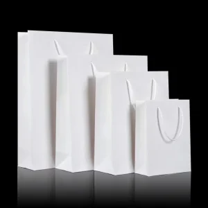 Custom Logo Luxury Print Boutique Gift Bag Packaging Black White Shopping Kraft Paper Bags With Your Own Logo