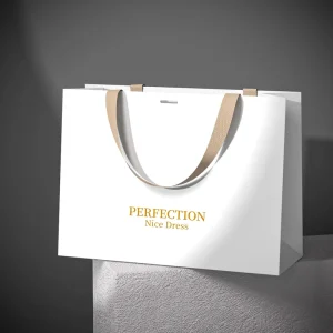 Custom Logo Matt Black Luxury Paper Bags with Ribbon Handle for Clothing Packaging & Gift Shopping Customizable
