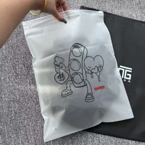 Custom Logo Matte Polybags Packaging for Clothing Brand Zipper Frosted Clothes Bag Plastic Tshirt Swimsuit Zip Lock Poly Bags