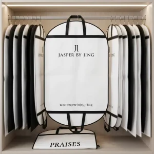 Custom Logo Non Woven Garment Carrier Bag Suit Dust Cover Double Handles Travel Closet Wedding Dress Storage OEM