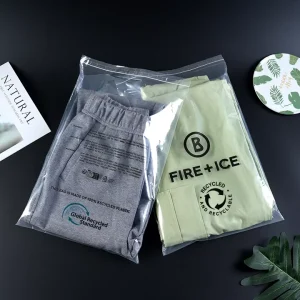 Custom Logo Ocean Bound Plastic Bag Transparent Clothing Packaging Self Adhesive Eco Friendly Recycled PE Bag