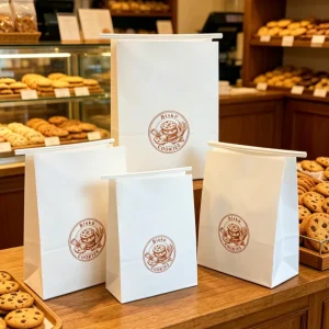 Custom Logo Oil Proof Waterproof Fade Resistant Greaseproof Tin Tie Paper Bags Carry Bag for Bread Cookies Snacks French Fries