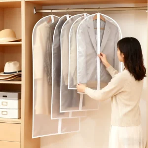 Custom Logo PEVA Transparent Weatherproof Dustproof Garment Cover Suit Bag Durable Dance Long Dress Zipper Garment Bags