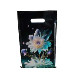Custom Logo Pad Printed LDPE Opp Bags with Flexiloop Handle for Shoes & Clothing Packaging Durable