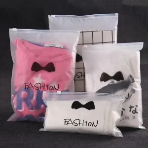 Custom Logo Plastic Poly Transparent Clear Garment Packaging Zipper Bag T Shirt Package Frosted Ziplock Bag for Clothing