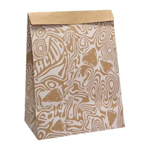 Custom Logo Print Kraft Paper Bag For Packaging And Delivery Use For Takeaway Food Holiday Gift Shopping Packaging