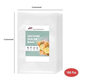Custom Logo Print Transparent Plastic Vacuum Freezing Packaging Bag Roll Seal Food Grade Pack Storage Bags for Sealer