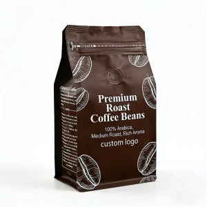 Custom Logo Printed Aluminum Foil Matte Coffee Beans Coffee Powder Packaging Flat Bottom Coffee Bags With Air Valve